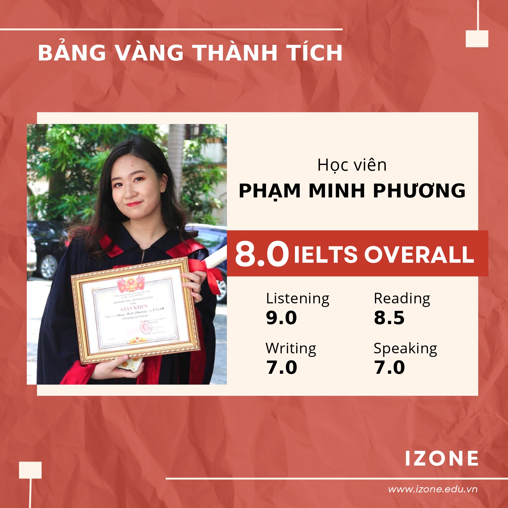 Học viên Phạm Minh Phương 8.0 IELTS