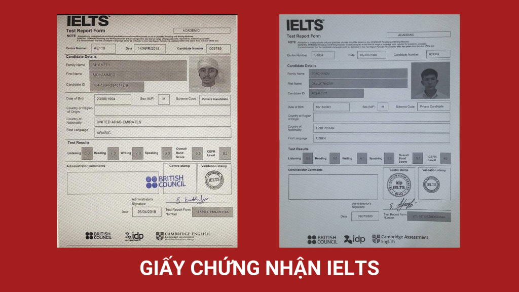 Giấy chứng nhận IELTS