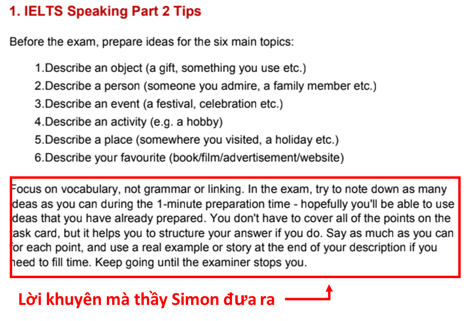 Lời khuyên thầy Simon đưa ra trong sách ielts simon