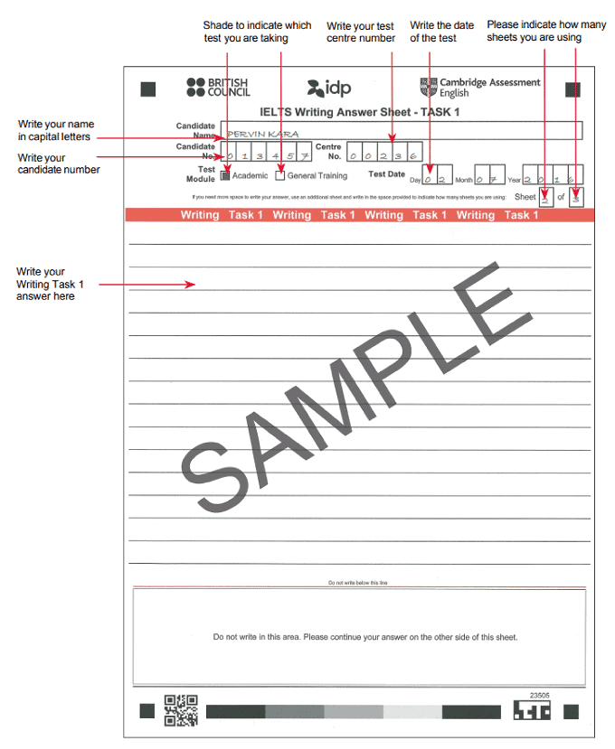 ielts answer sheet