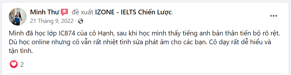 feedback học viên IZONE