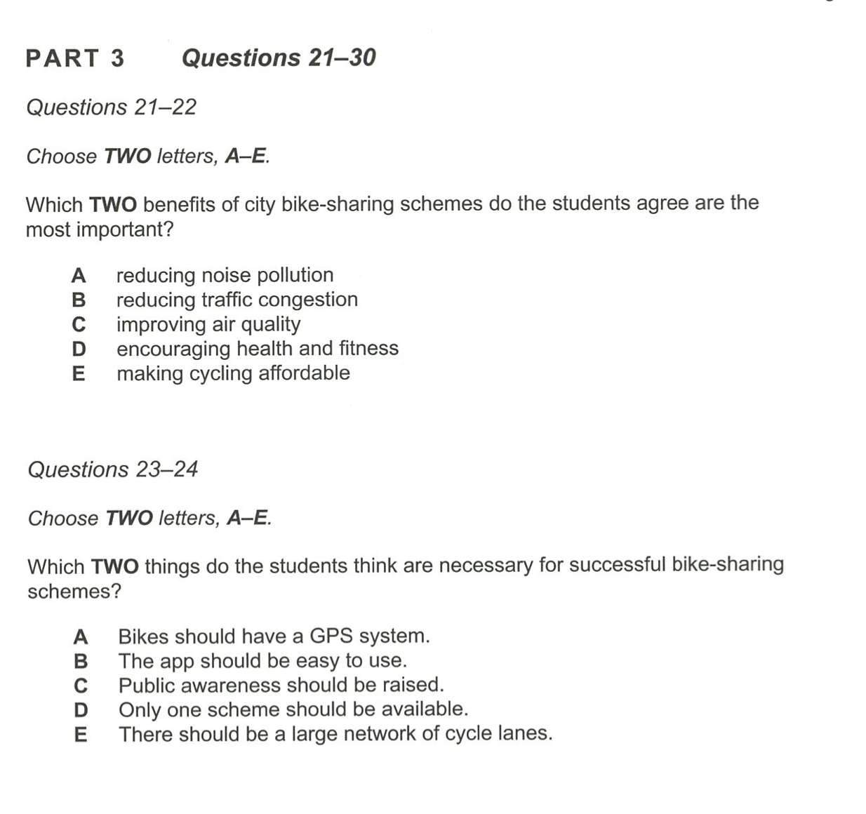 IELTS Listening Multiple Choice