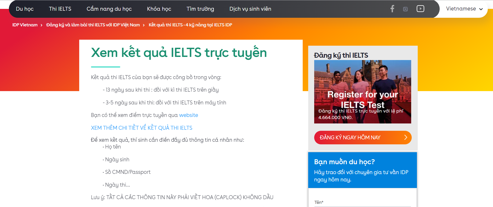 Bao lâu có kết quả IELTS