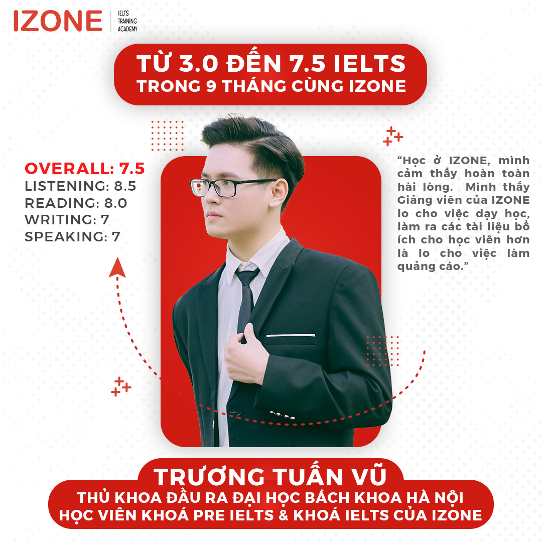 Học viên Trương Tuấn Vũ 7.5 IELTS
