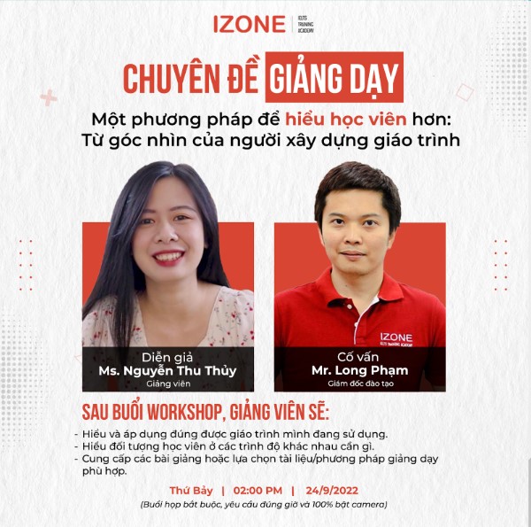 WORKSHOP: MỘT PHƯƠNG PHÁP ĐỂ HIỂU HỌC VIÊN HƠN – TỪ GÓC NHÌN CỦA NGƯỜI XÂY DỰNG GIÁO TRÌNH