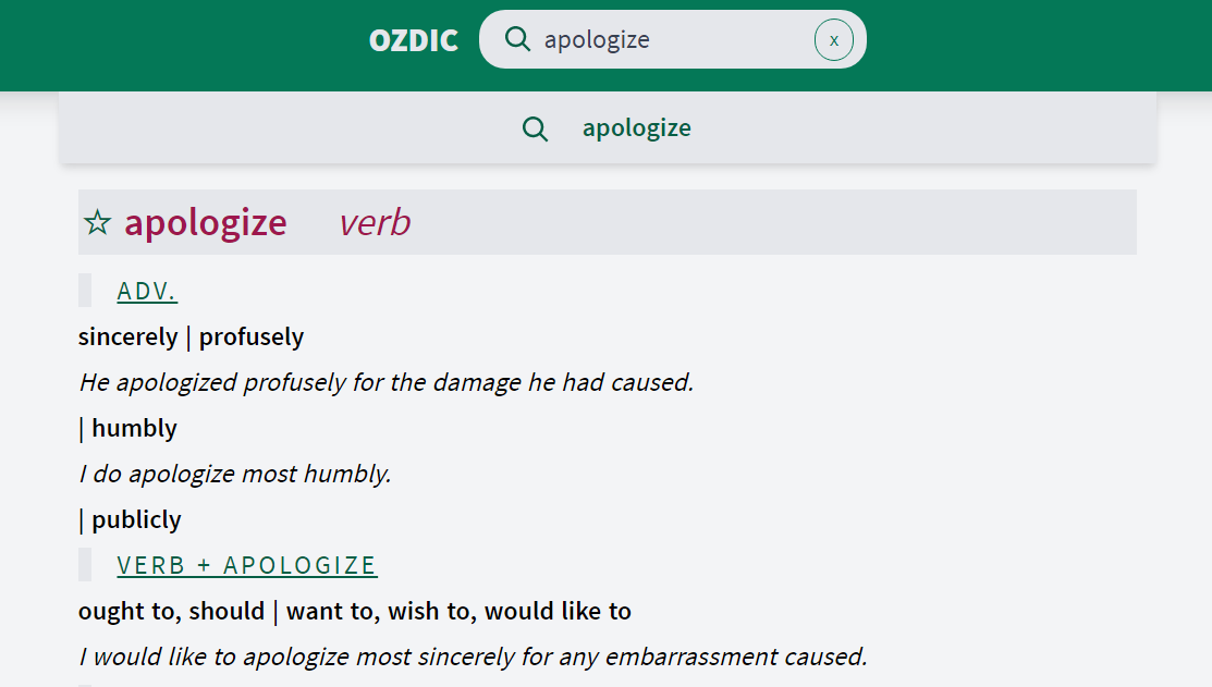 apologize cộng gì?