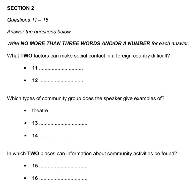 ielts listening question types