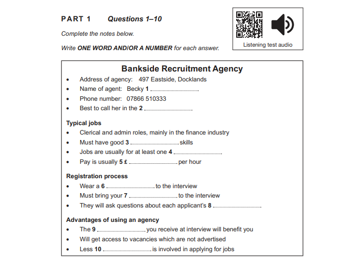 ielts listening question types