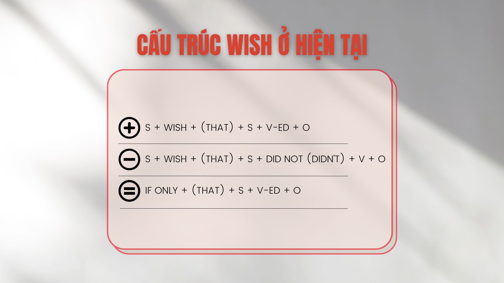 Câu điều ước, Cấu trúc wish