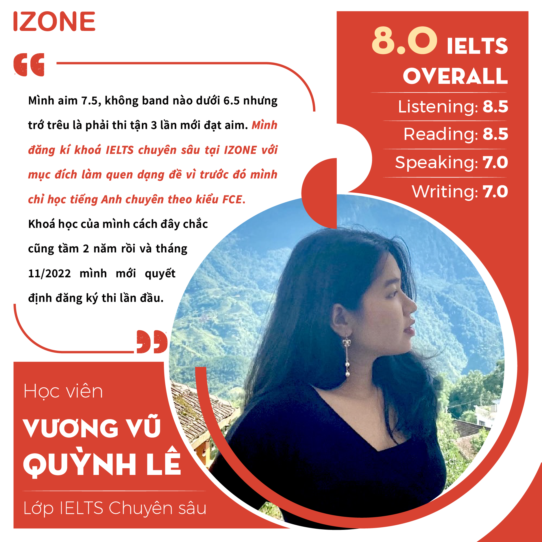 Học viên Vương Vũ Quỳnh Lê – 8.0 IELTS