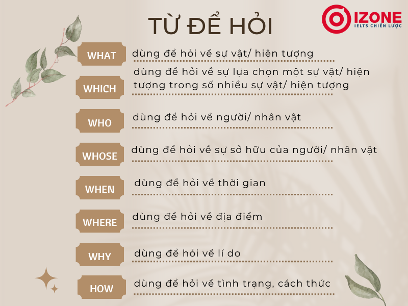Từ để hỏi trong tiếng Anh