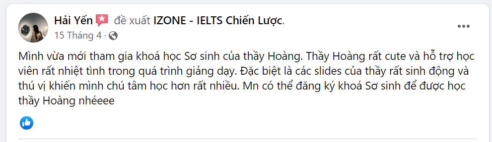 feedback học viên IZONE