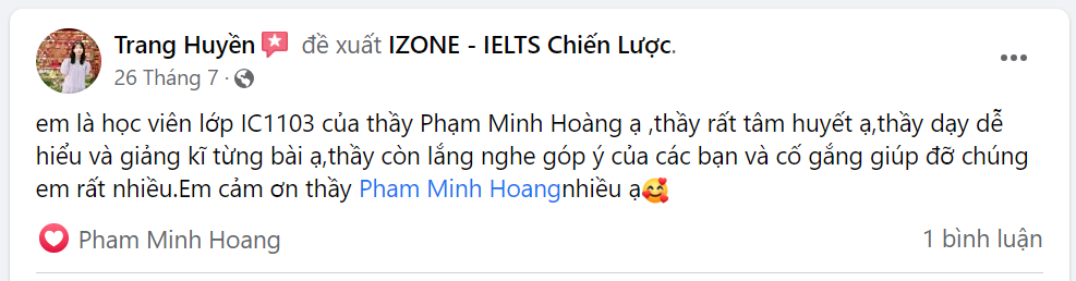 feedback học viên IZONE