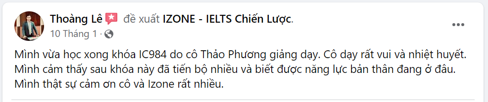 feedback học viên IZONE