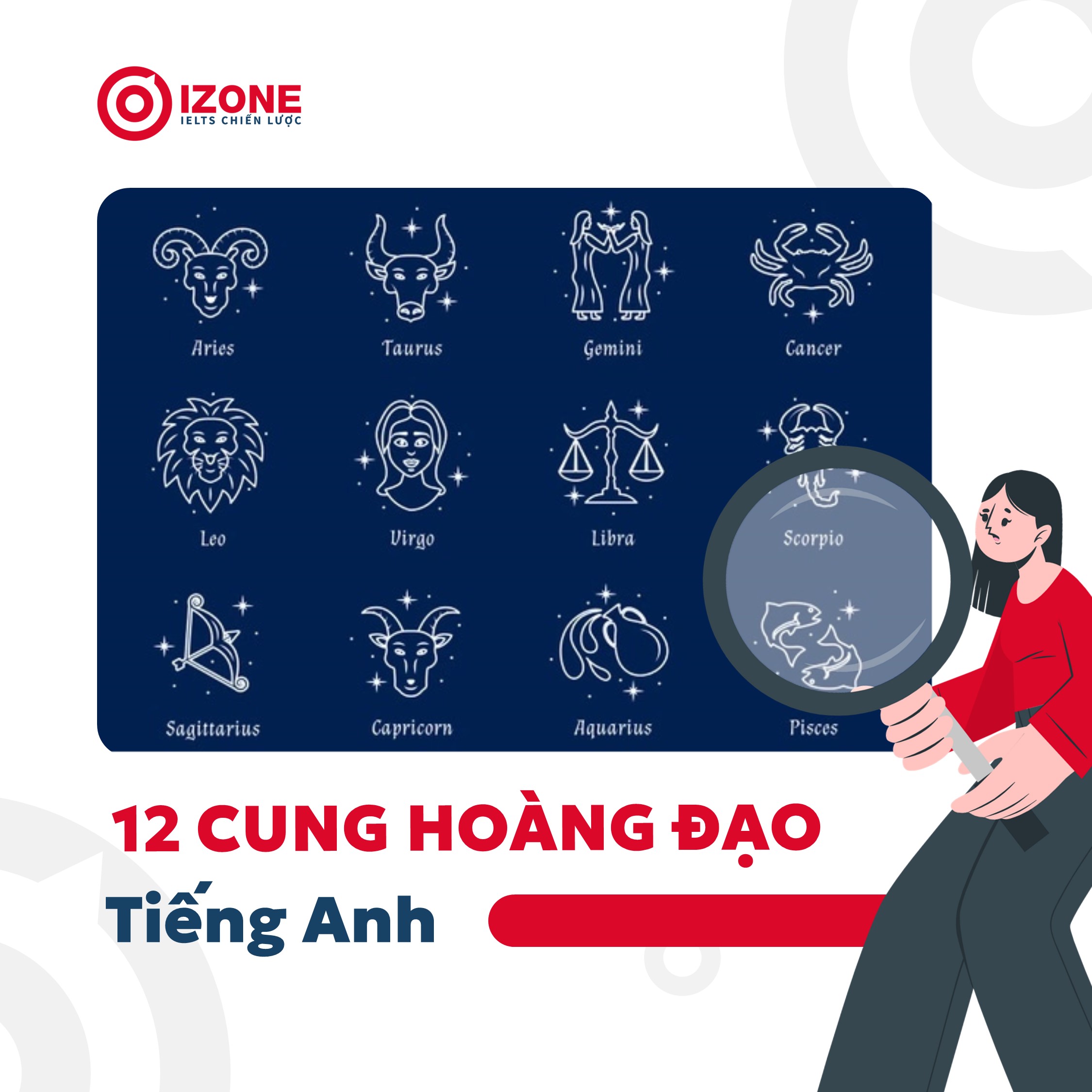 Tổng hợp 12 cung hoàng đạo tiếng Anh: Tên gọi, phát âm và ý nghĩa