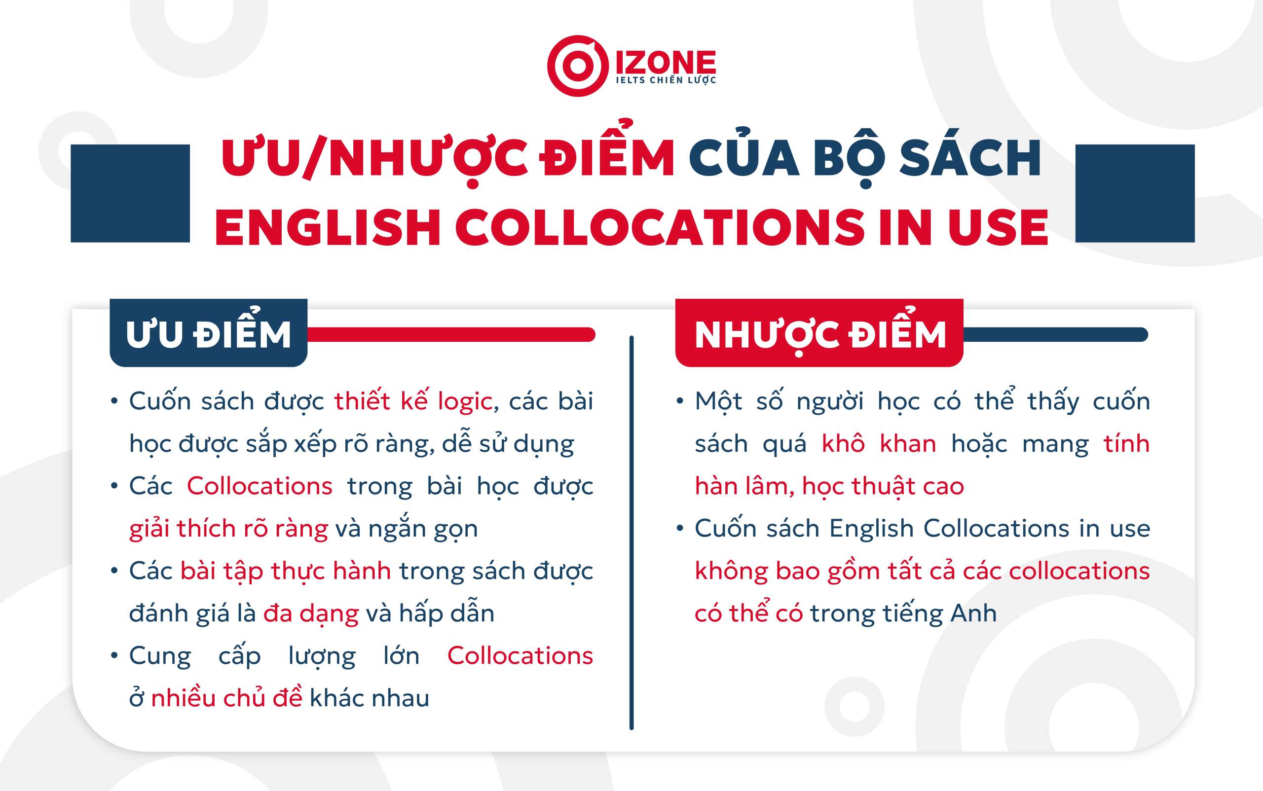 ưu nhược điểm của bộ sách English collocations in use