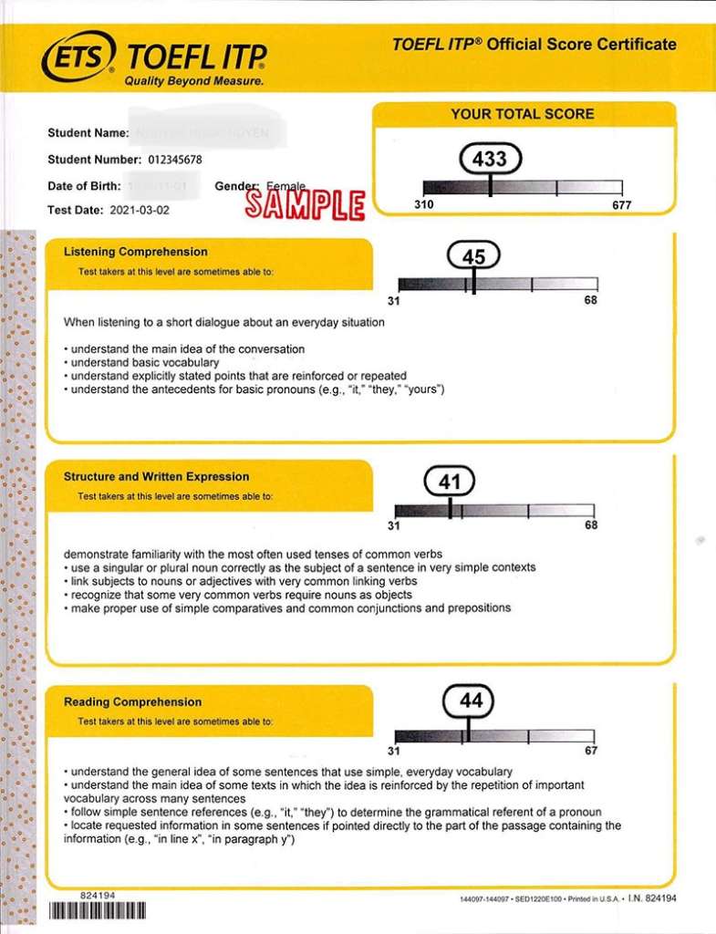 Chứng chỉ TOEFL ITP