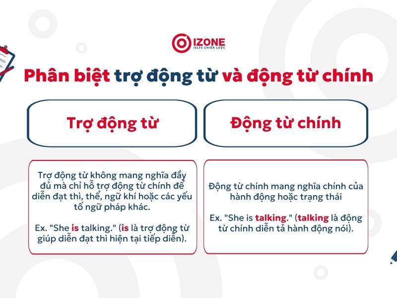 Phân biệt trợ động từ và động từ chính trong ngữ pháp tiếng Anh 