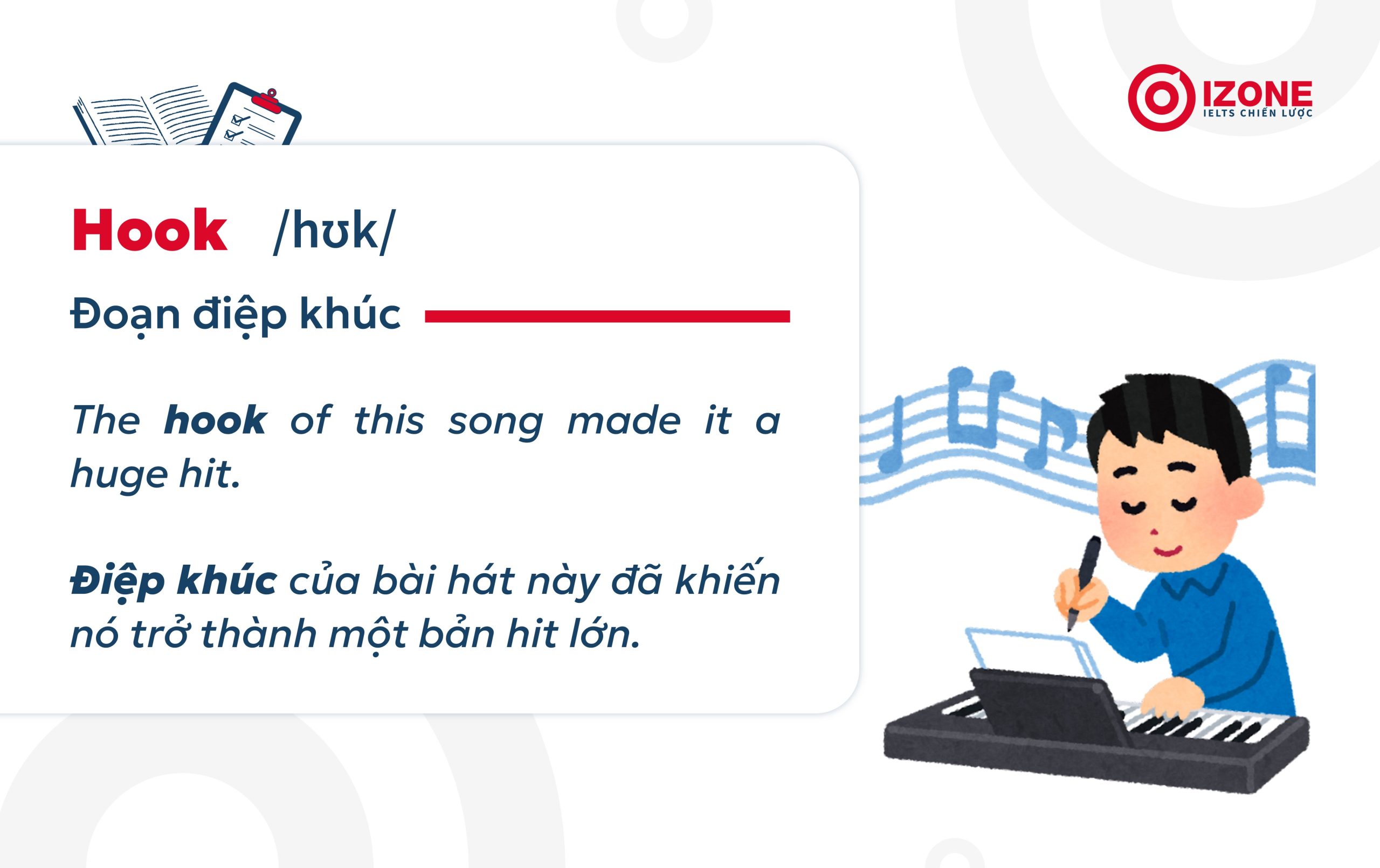 Điệp khúc trong âm nhạc tiếng Anh là Hook