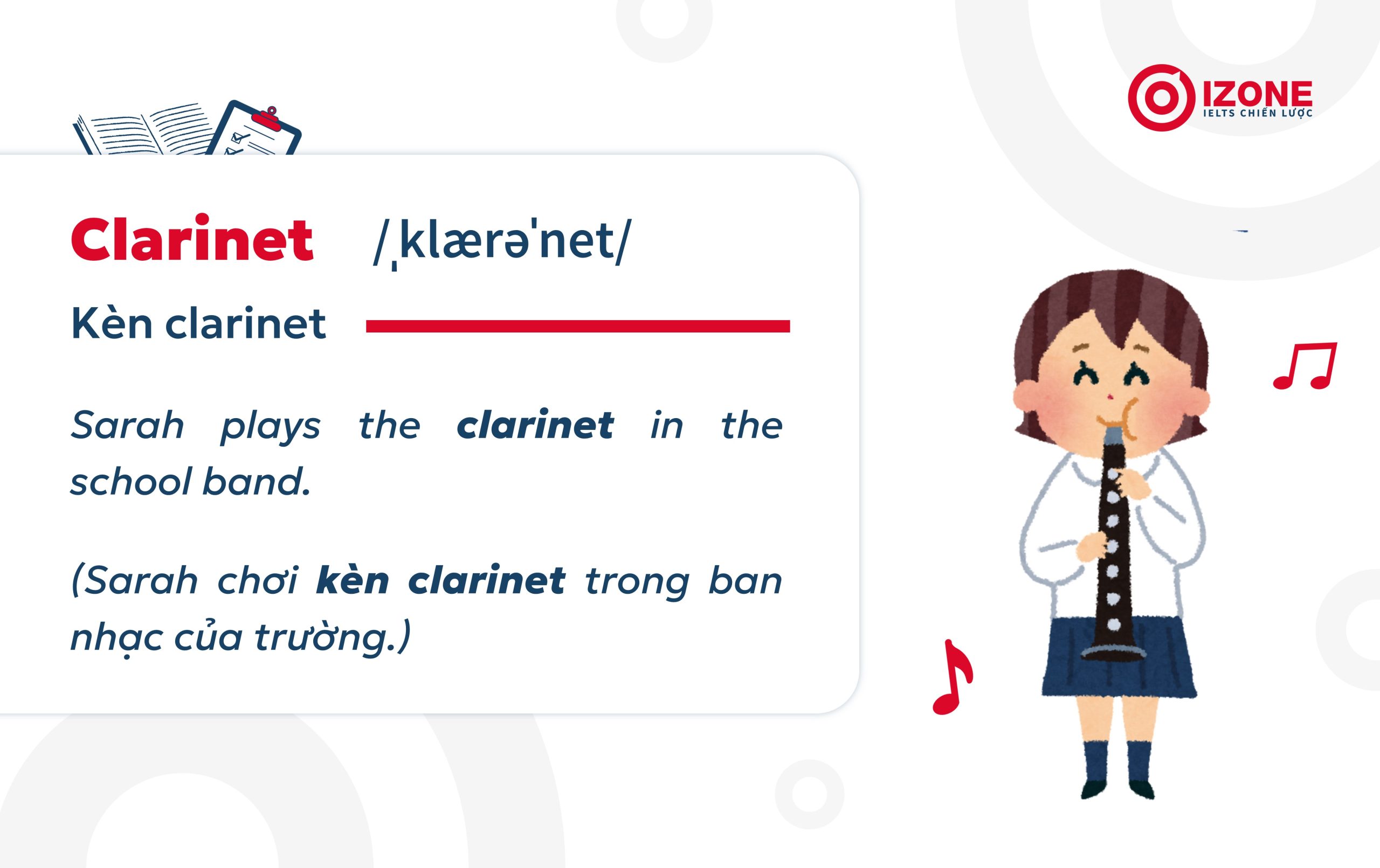 Một loại nhạc cụ tiếng Anh quen thuộc - Kèn Clarinet, thường được dùng trong dịp đám cưới phương Tây