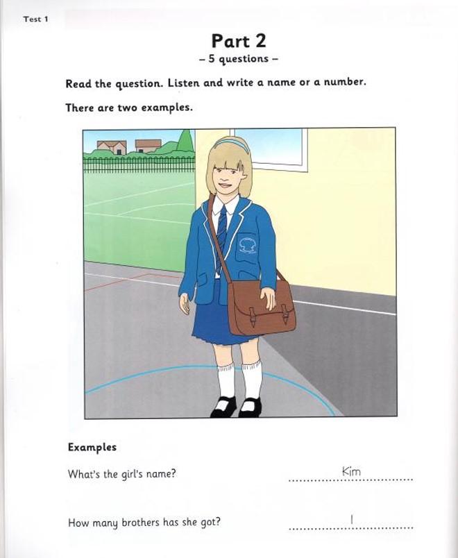 Bố cục bộ sách Starter Cambridge: Test 1 Listening Part 2