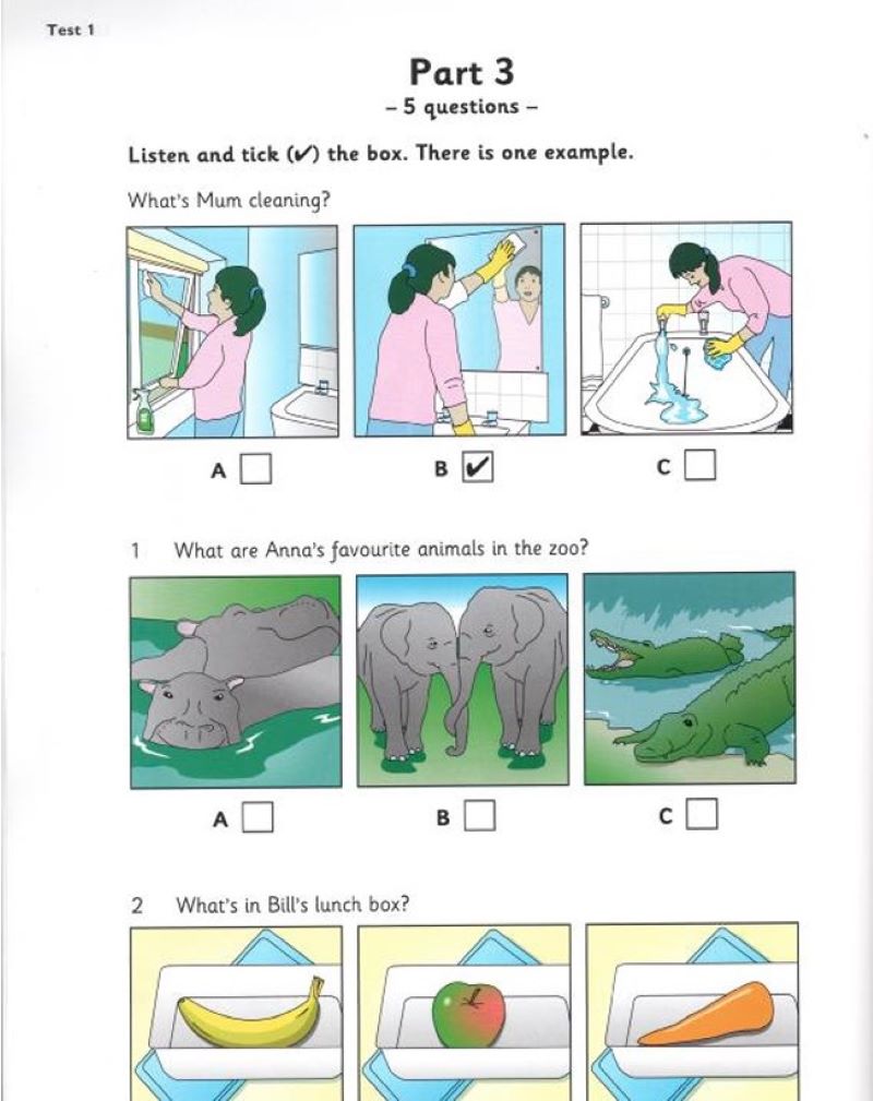 Bố cục bộ sách Starter Cambridge: Test 1 Listening Part 3
