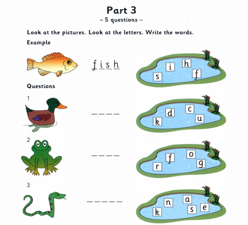 Bố cục bộ sách Starter Cambridge: Part 3 Reading and Writing