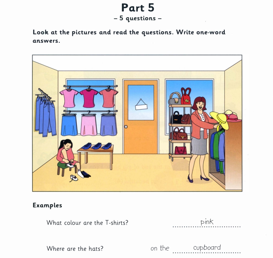 Bố cục bộ sách Starter Cambridge: Part 5 Reading and Writing