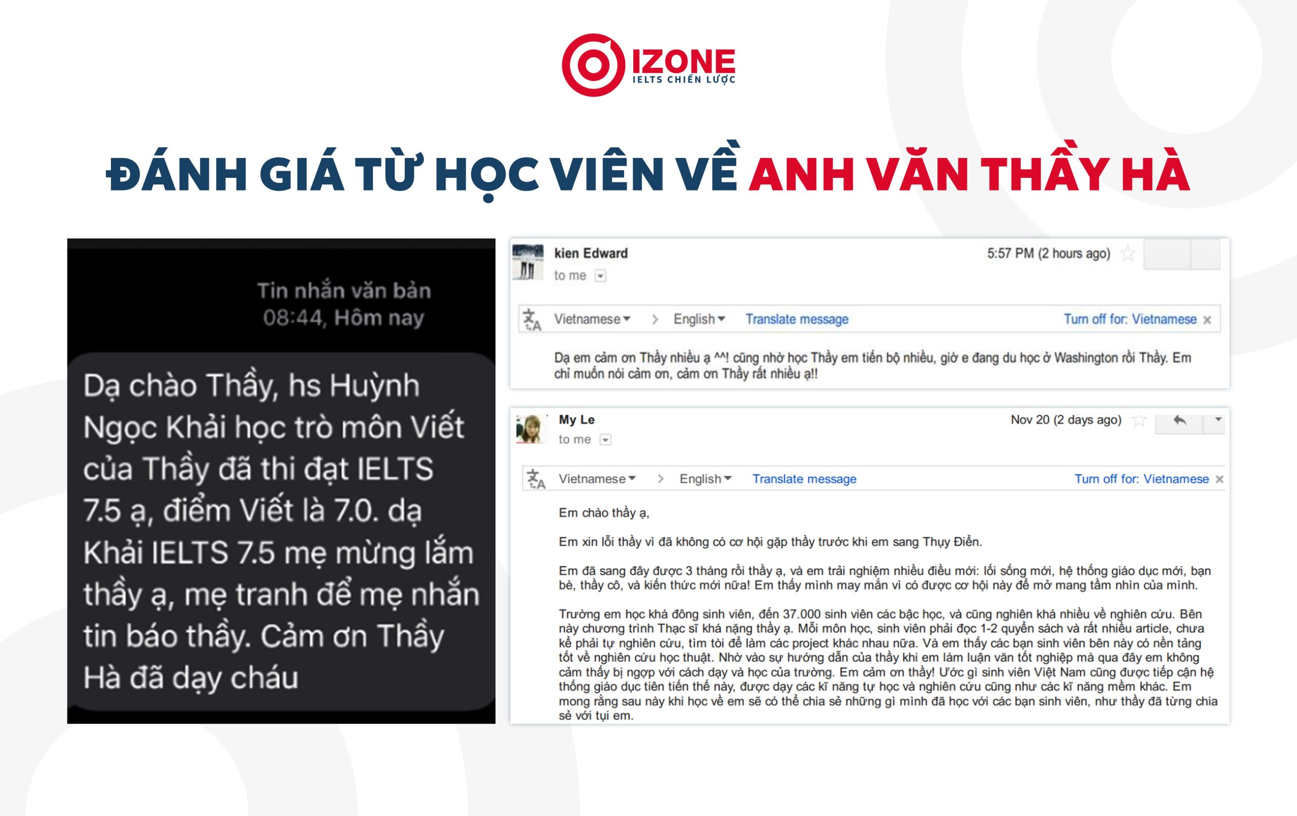 Đánh giá của học viên về Anh Văn Thầy Hà là trung tâm IELTS Đà Nẵng