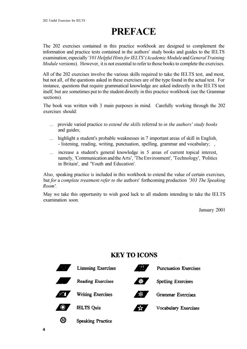 Bố cục của sách ôn luyện 202 Useful Exercises For IELTS