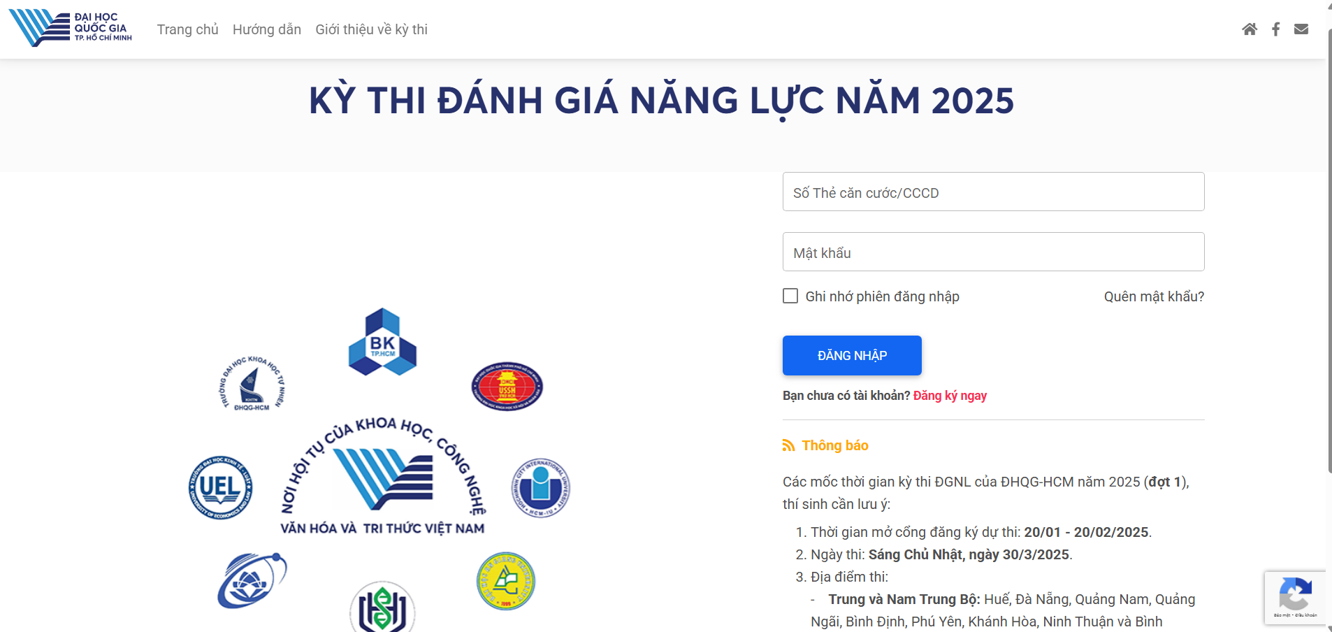 Đăng ký thi đánh giá năng lực ĐHQG TPHCM