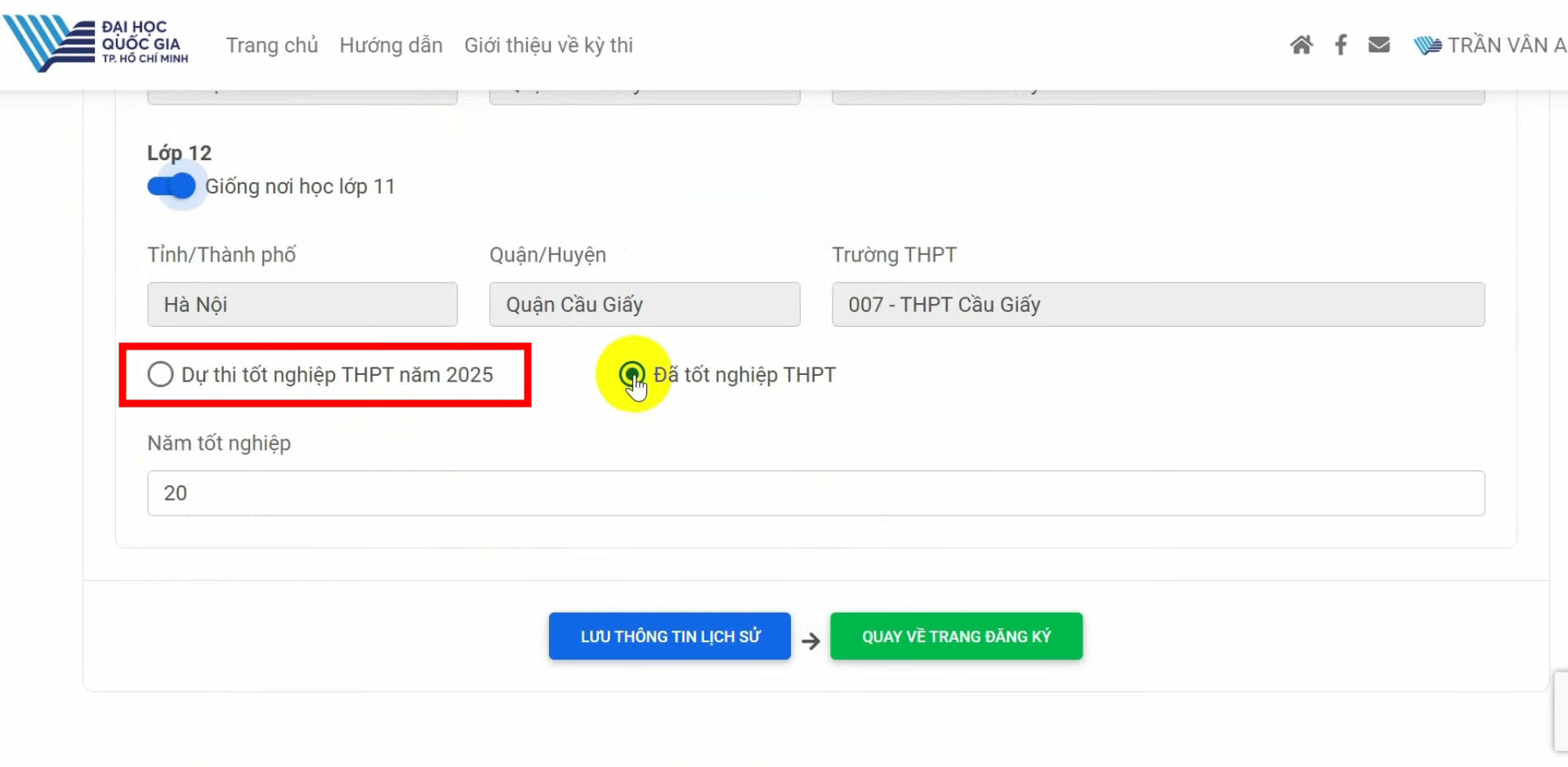 Đăng ký thi đánh giá năng lực ĐHQG TPHCM