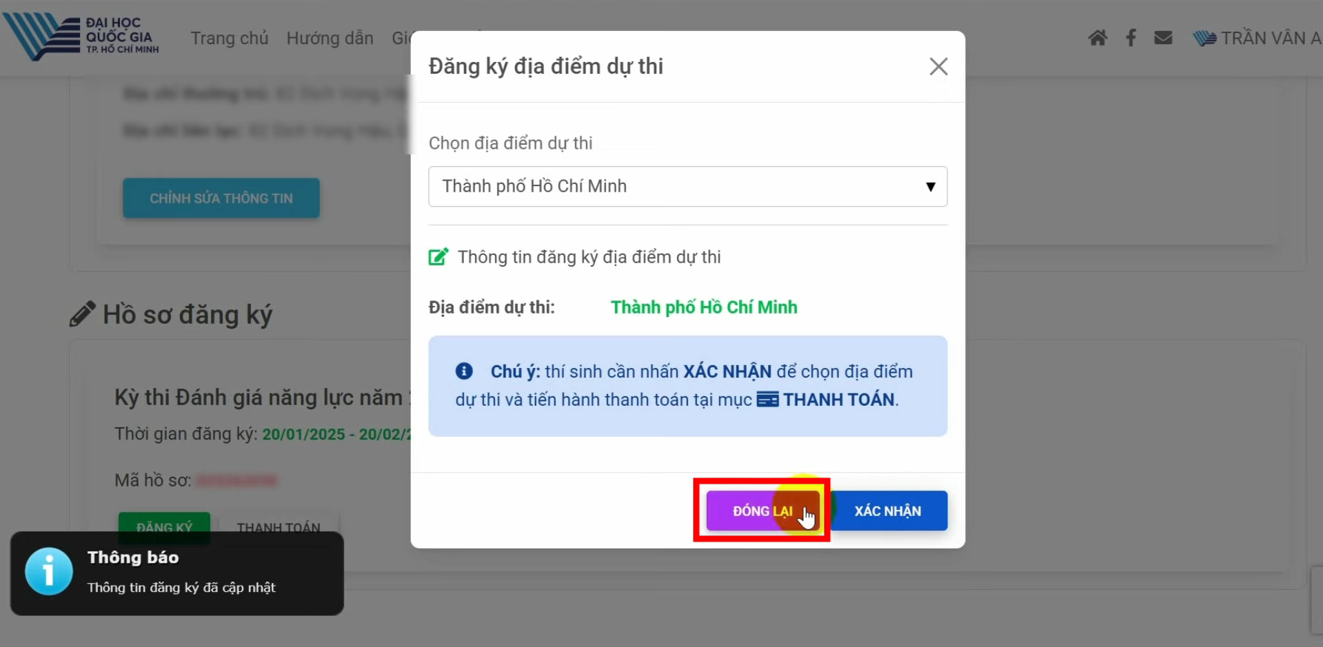 Đăng ký thi ĐGNL HCM 