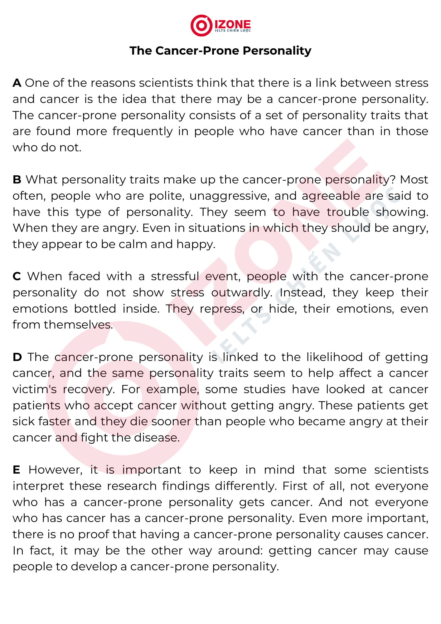 The Cancer-Prone Personality