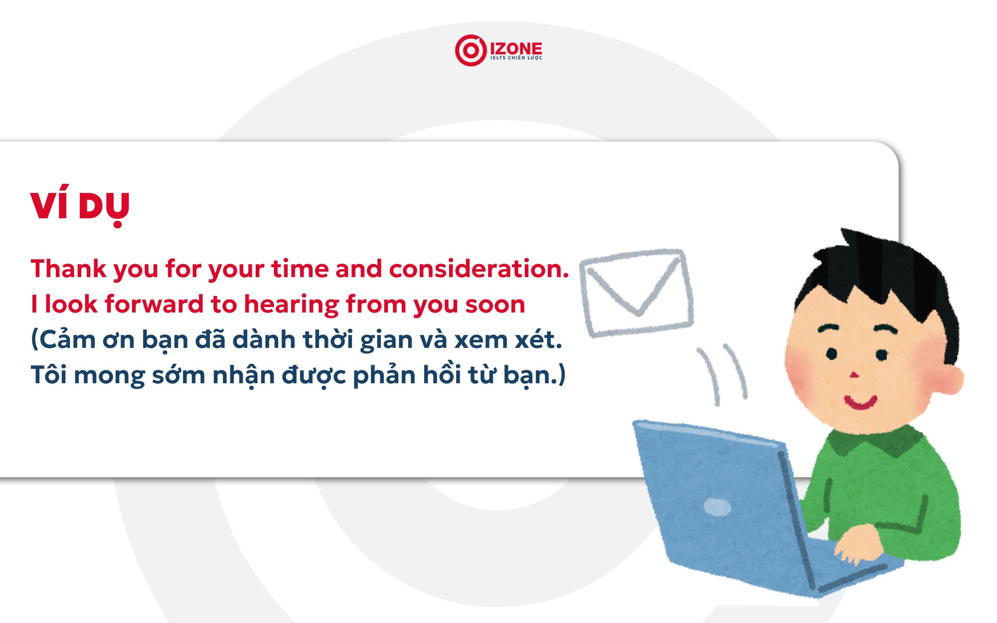 Ví dụ về mẫu câu về Closing & Sign-off (Kết thúc & Lời chào) 