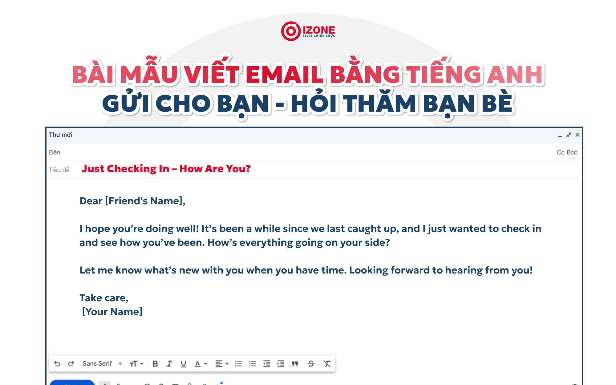 Tổng hợp các bài mẫu viết Email bằng tiếng Anh gửi cho bạn để hỏi thăm bạn bè