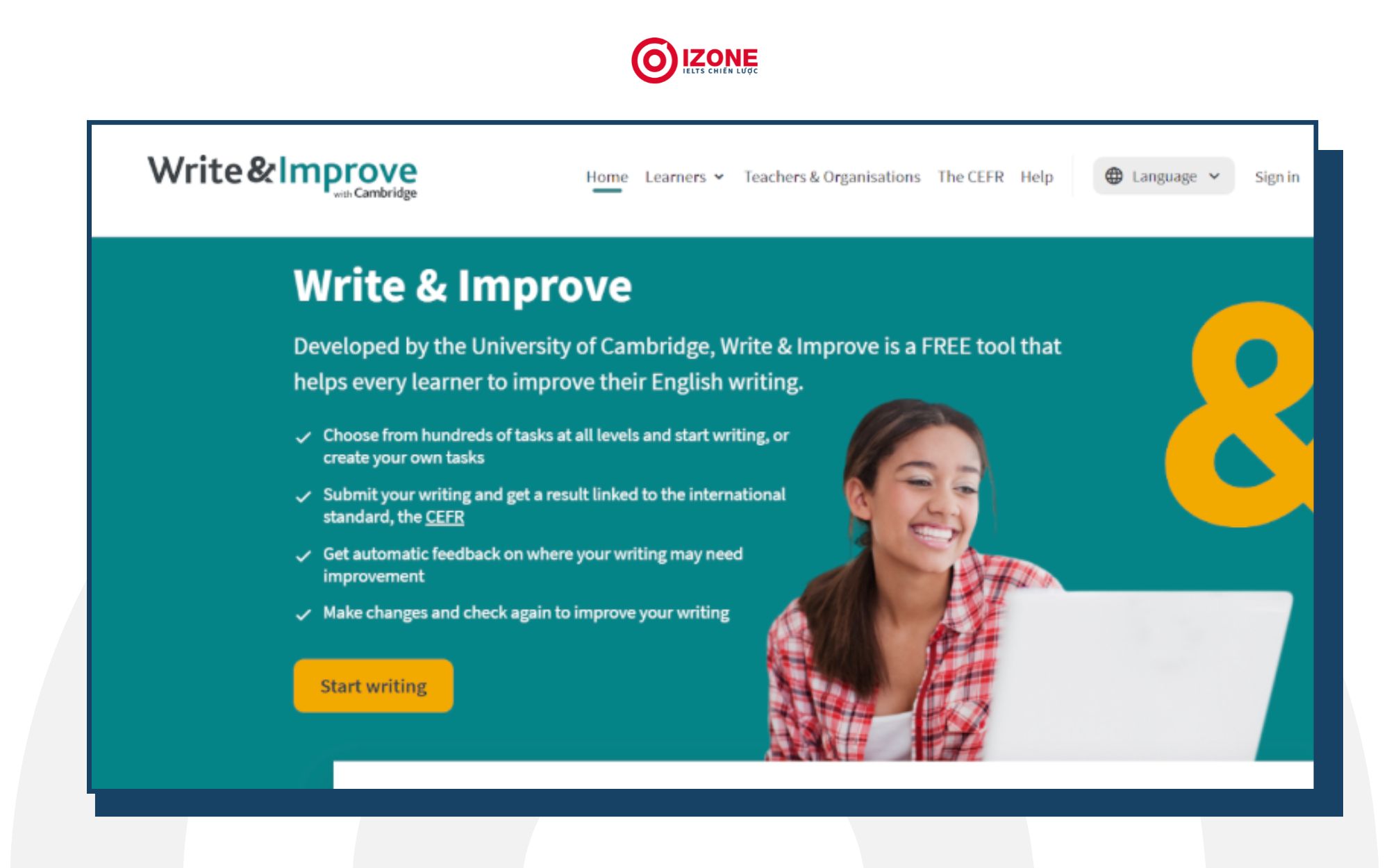 Website sửa IELTS Writing Online chất lượng: Write & Improve with Cambridge