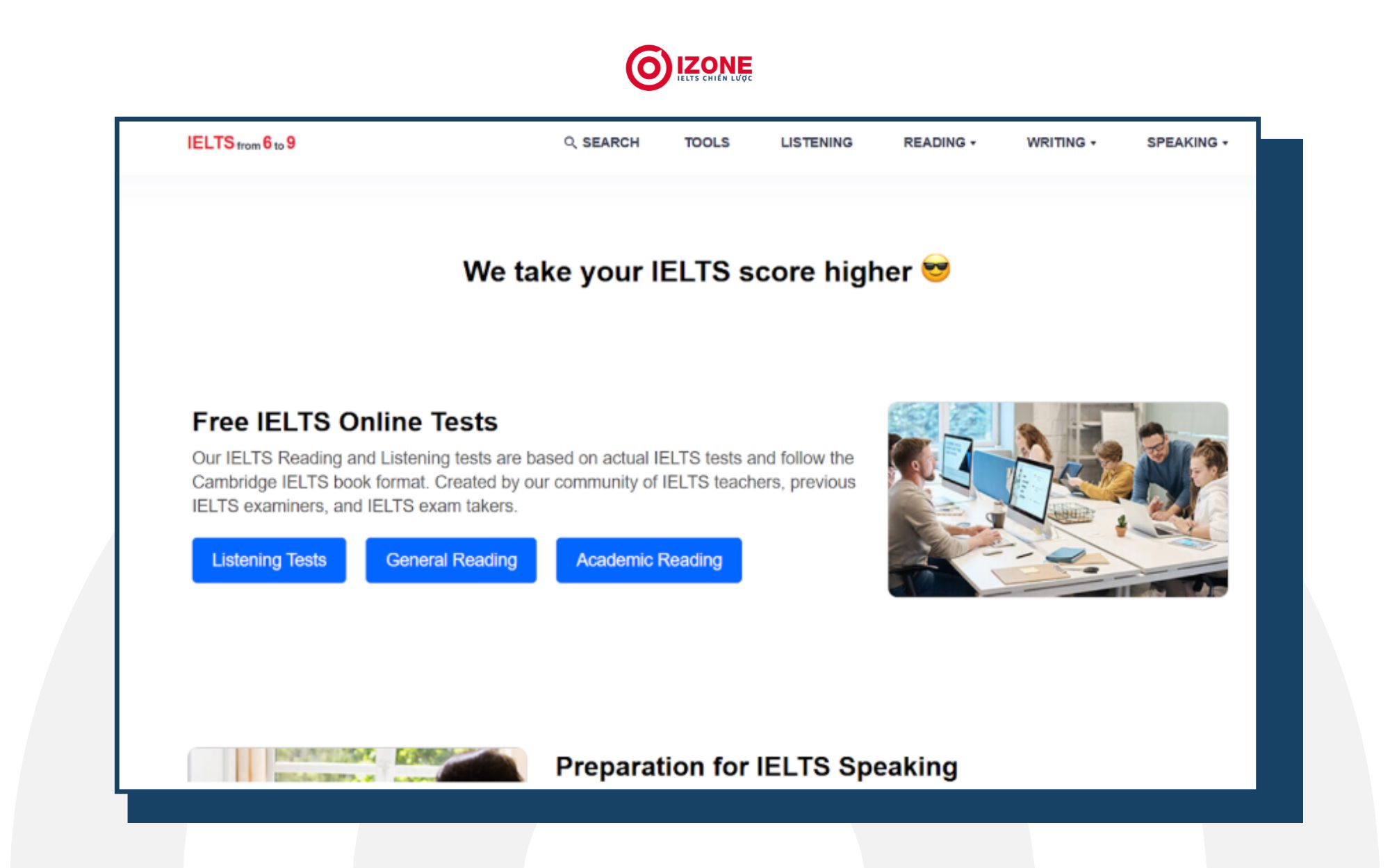 Website cung cấp dịch vụ kiểm tra và đánh giá bài viết IELTS Writing, chủ yếu dựa trên công nghệ AI: IELTS from 6 to 9