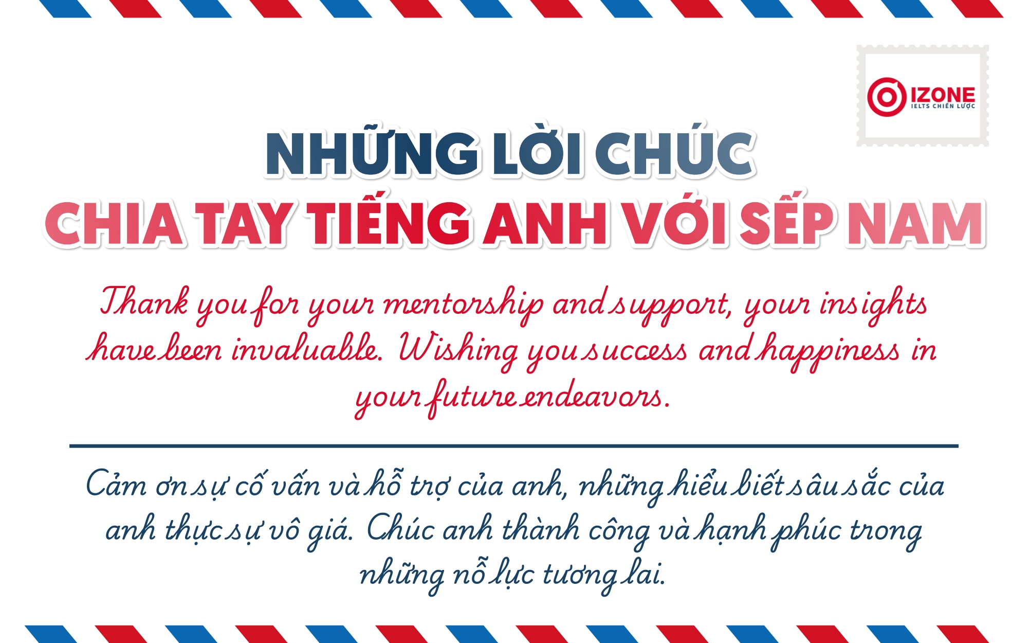 Những lời chúc chia tay bằng tiếng Anh với sếp Nam