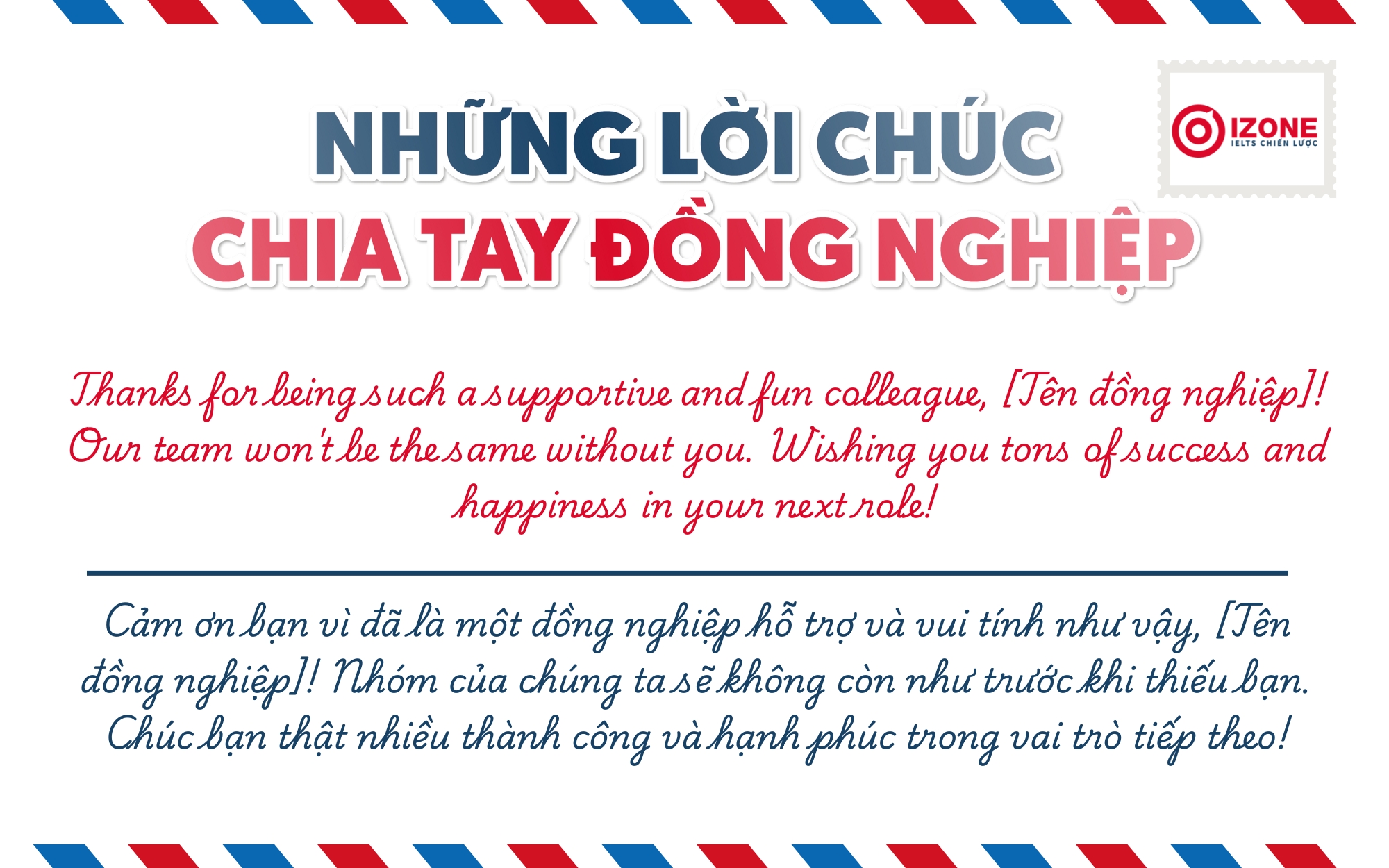 Những lời chúc chia tay đồng nghiệp tiếng Anh hay nhất