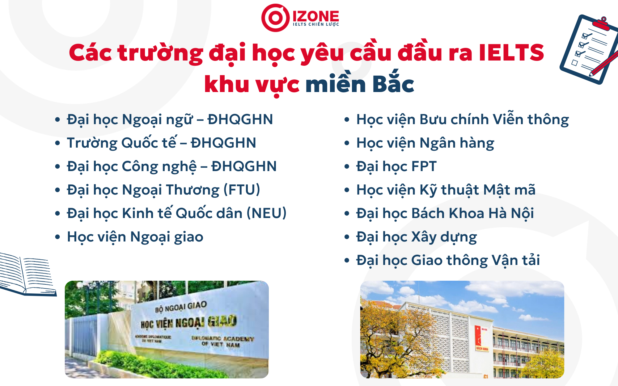 Các trường đại học yêu cầu đầu ra IELTS