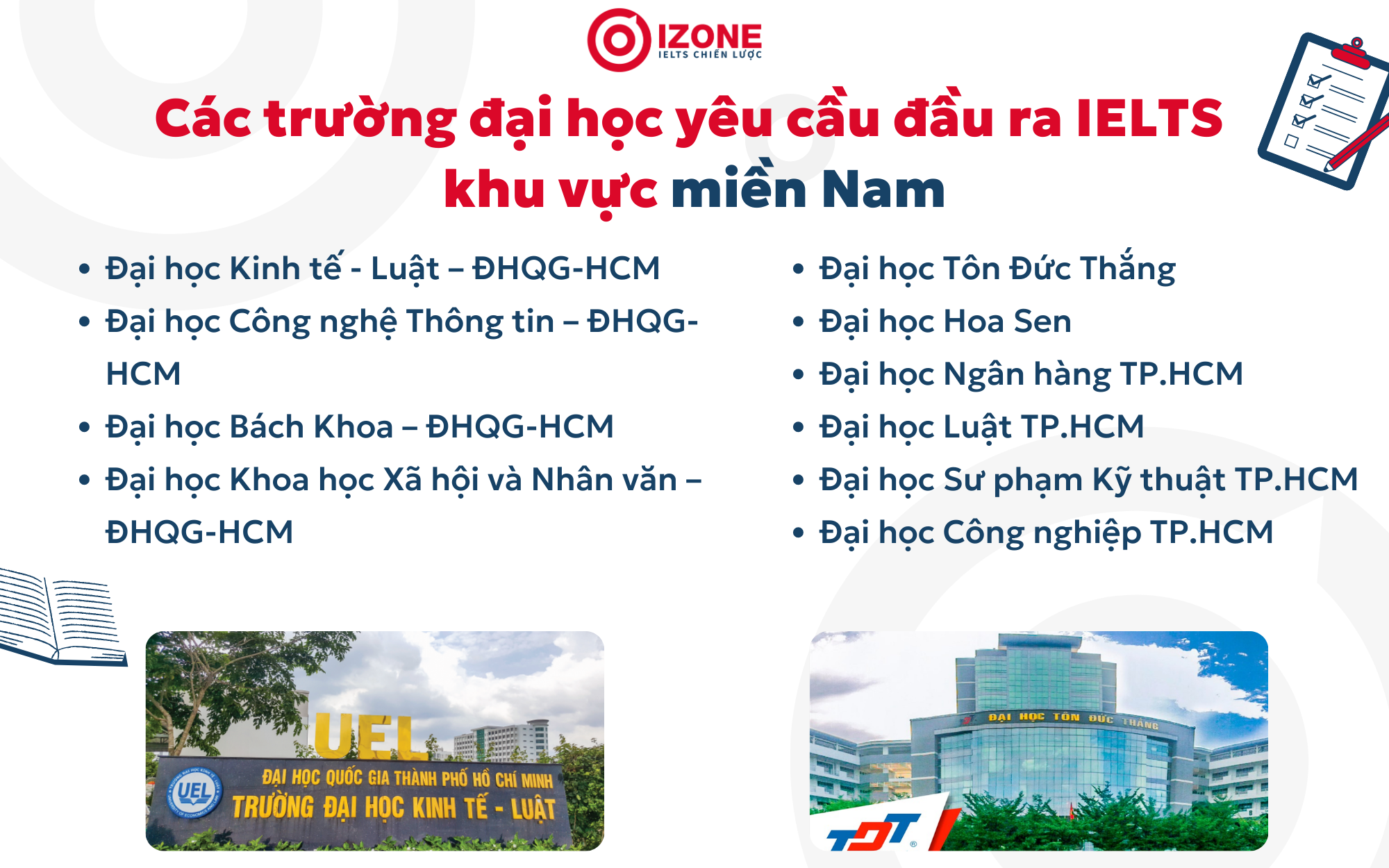 Các trường đại học yêu cầu đầu ra IELTS