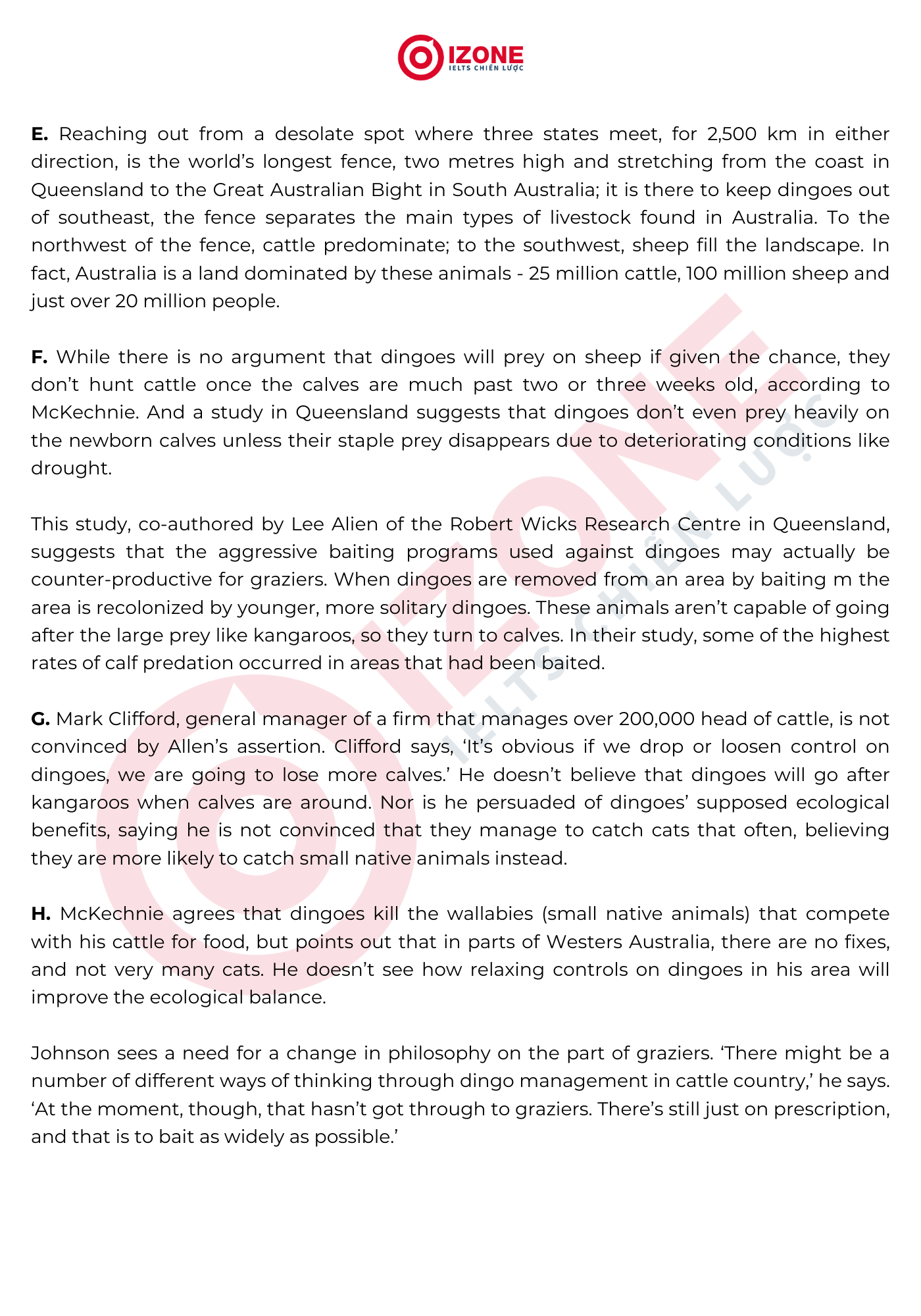 The dingo debate IELTS Reading