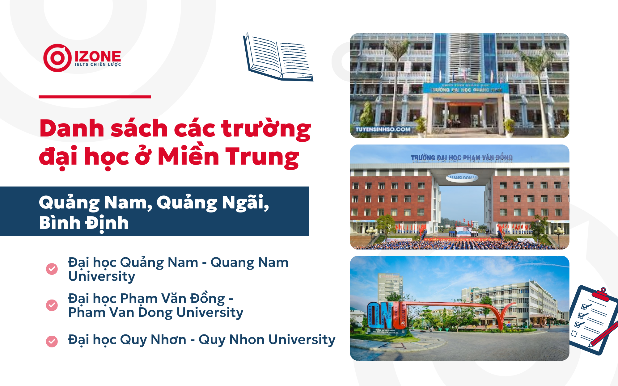 Danh sách các trường đại học ở Miền Trung - Quảng Nam, Quảng Ngãi, Bình Định