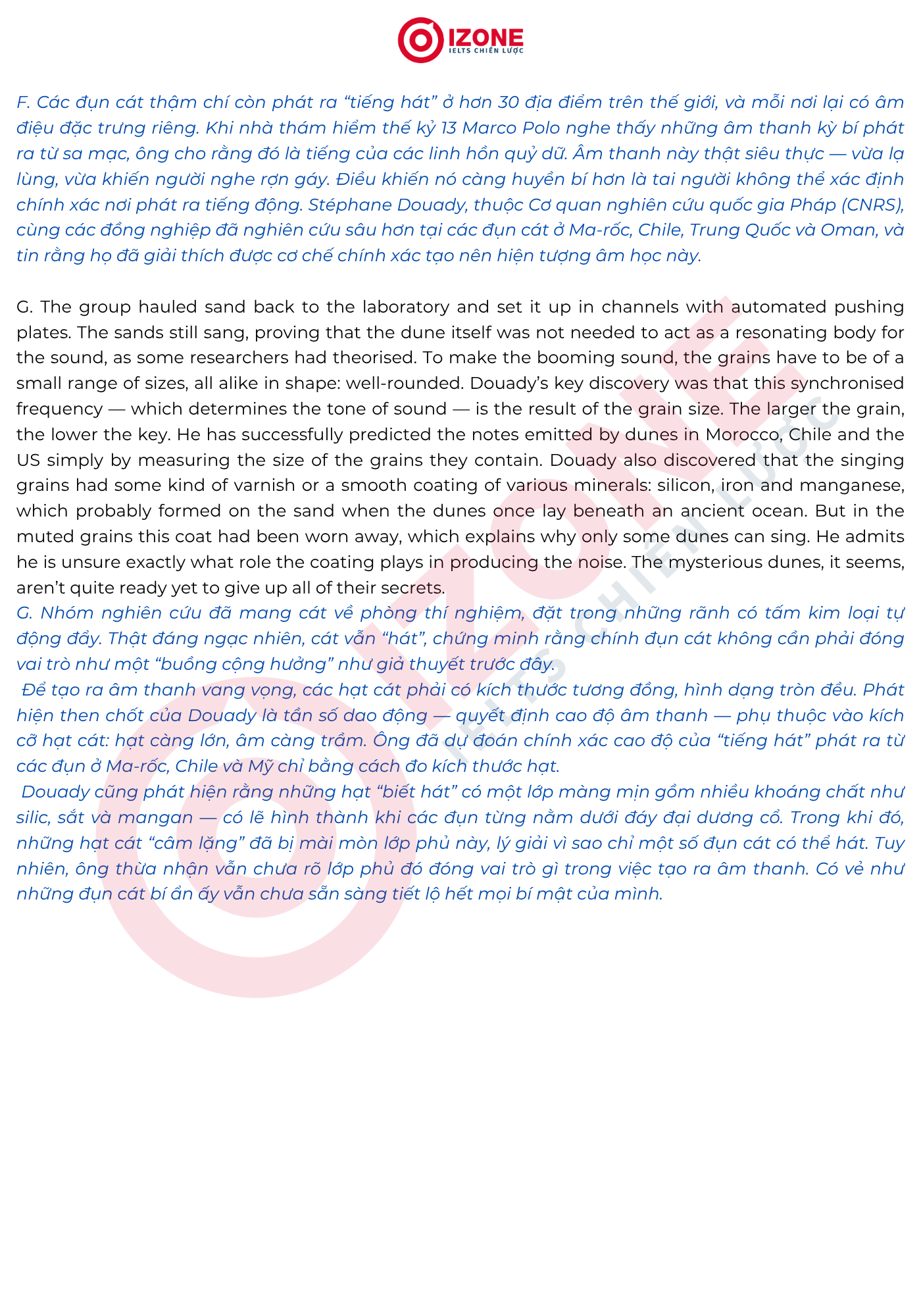 Living Dunes IELTS Reading