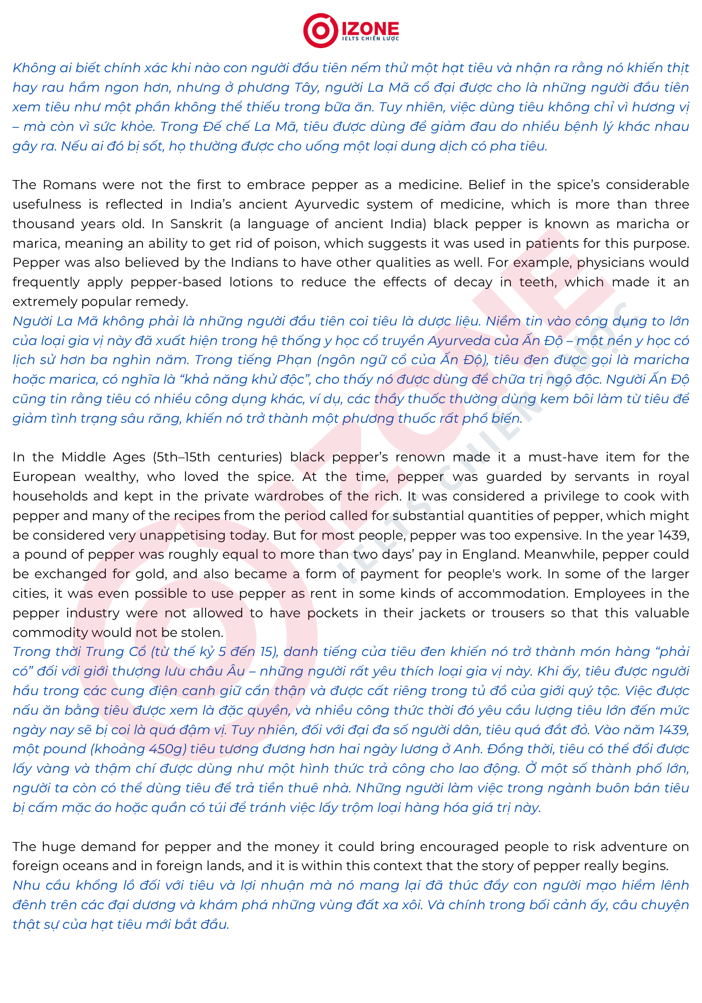 A brief introduction to pepper IELTS Reading