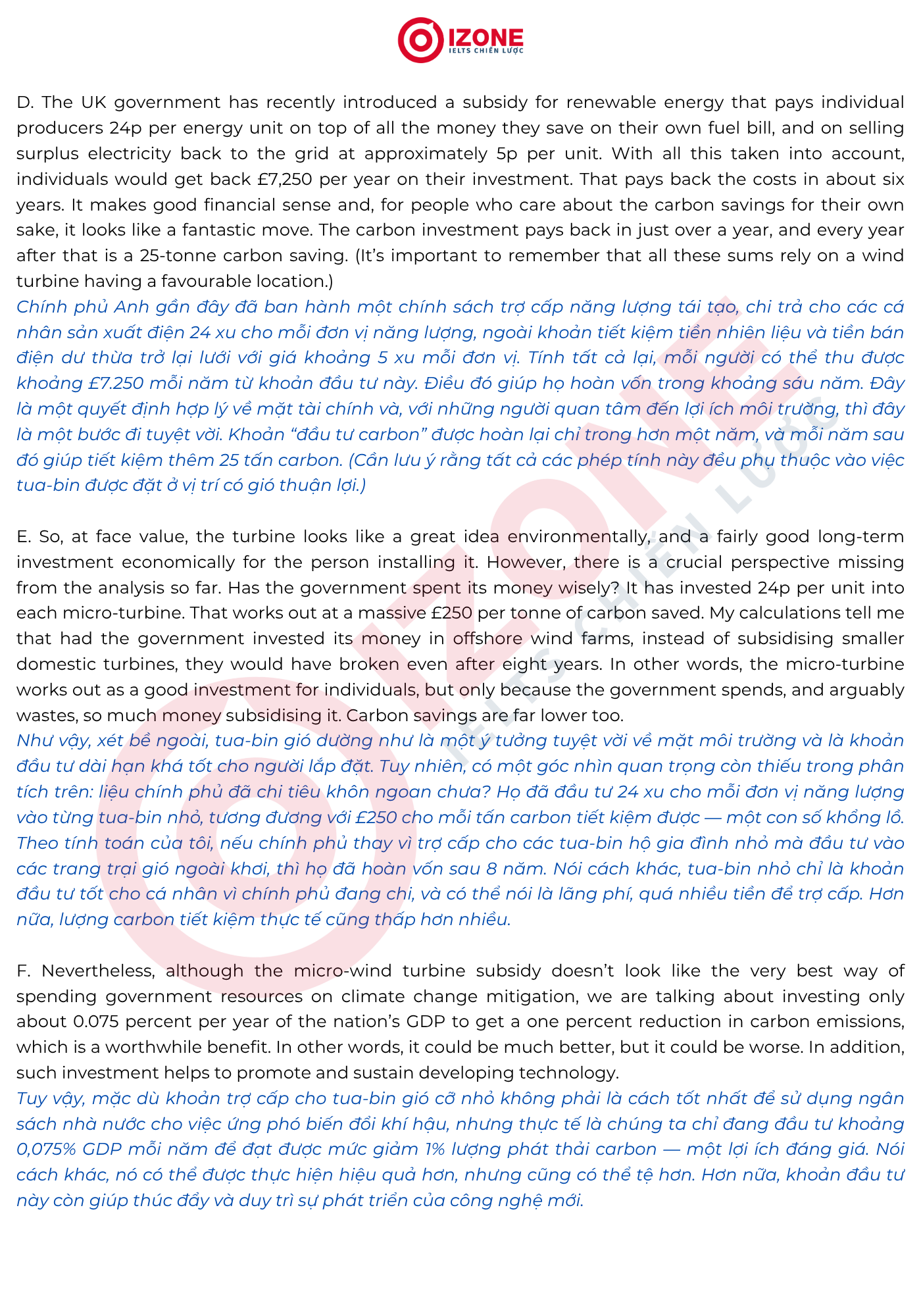 An assessment of micro wind turbines IELTS Reading