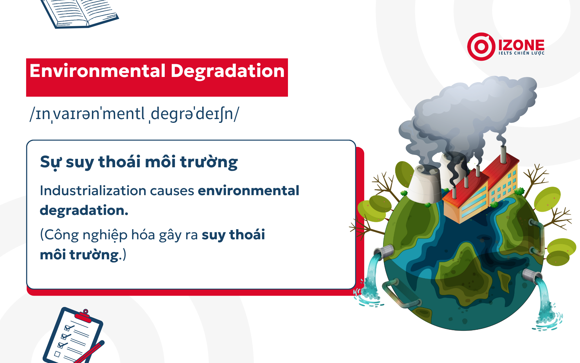 Environmental Degradation là một trong các từ vựng chủ đề Throw Away Society