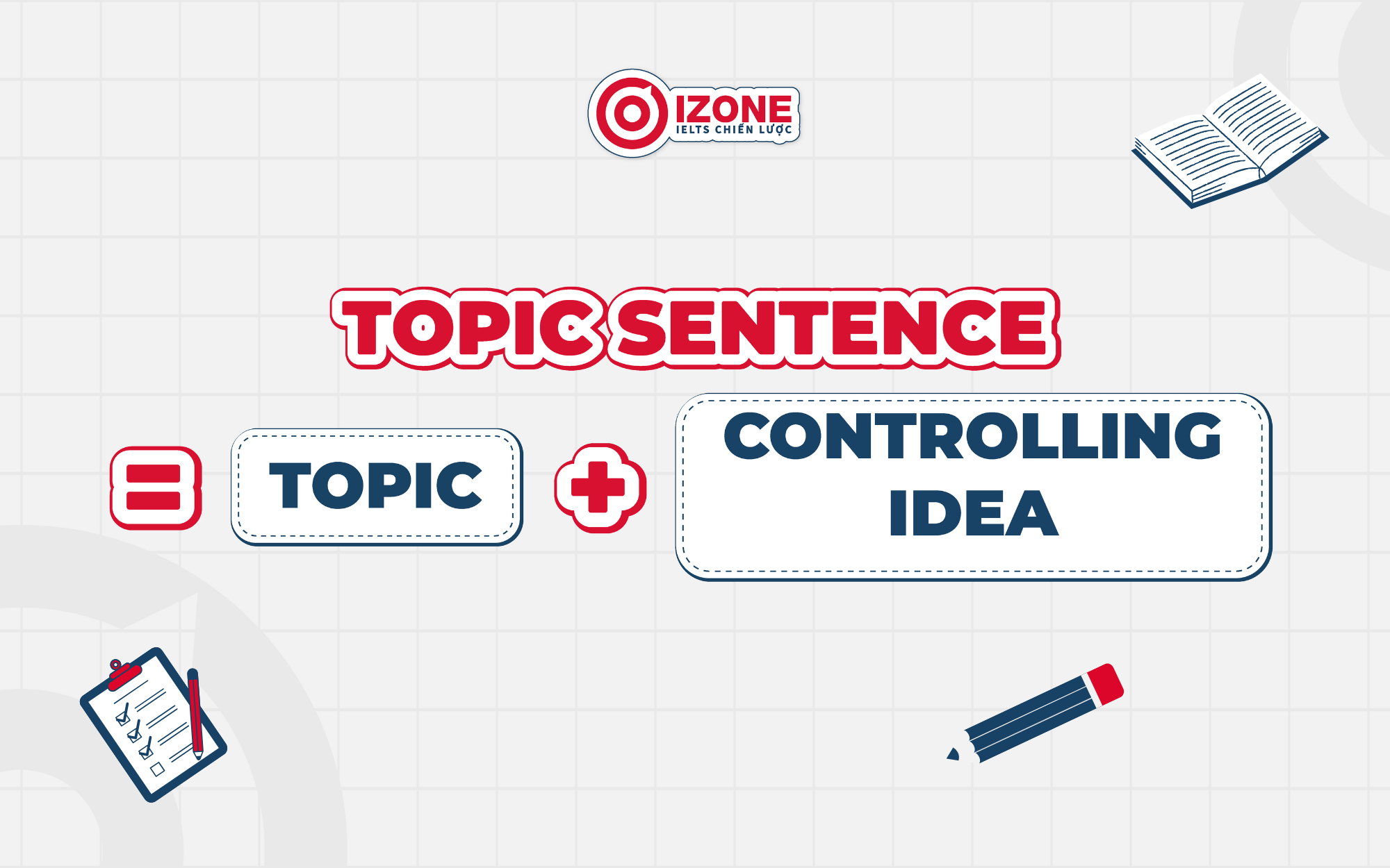 Topic Sentence bao gồm hai thành phần chính là Topic và Controlling Idea