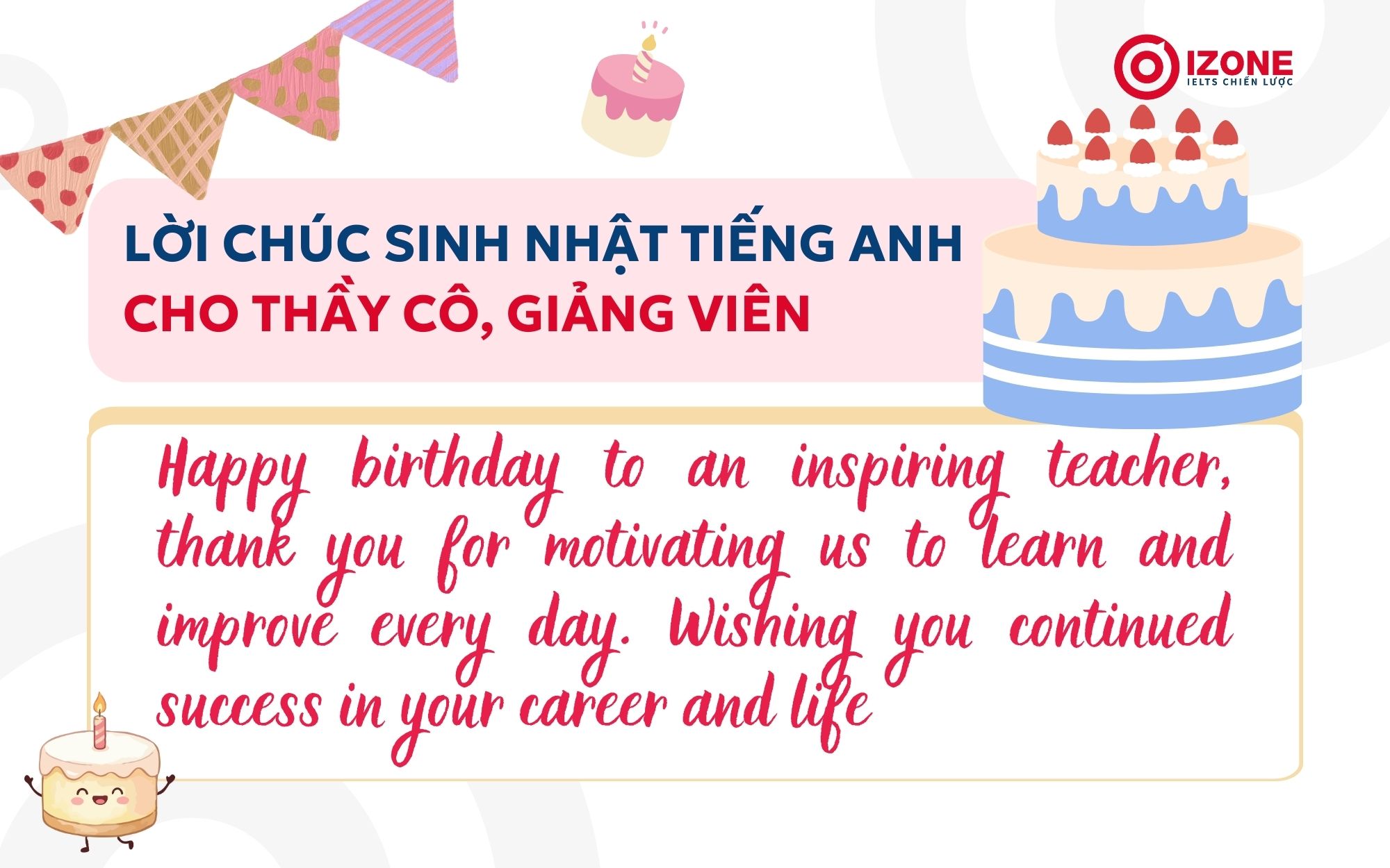 Lời chúc mừng sinh nhật bằng tiếng Anh cho thầy cô, giảng viên